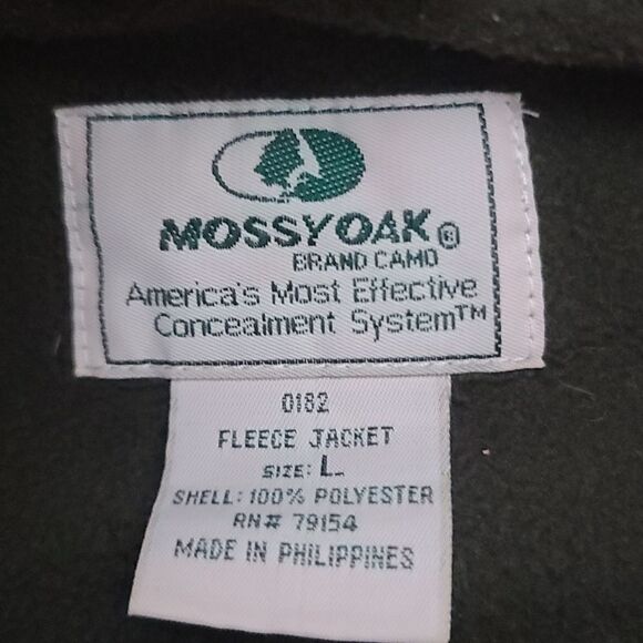 Vintage Mossy Oak Green Fleece Zip Up Jacket Men's Large - Picture 4 of 11